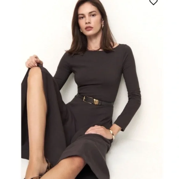 Reformation Wiley Stretch Organic Cotton Blend Fit & Flare Midi Dress Size XS - Picture 8 of 16